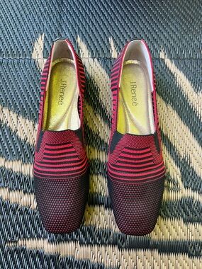 J.Renee Red and Black Knit Slip-On Loafers
